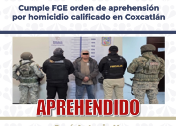 Cumple FGE orden de aprehensión por homicidio calificado en Coxcatlán