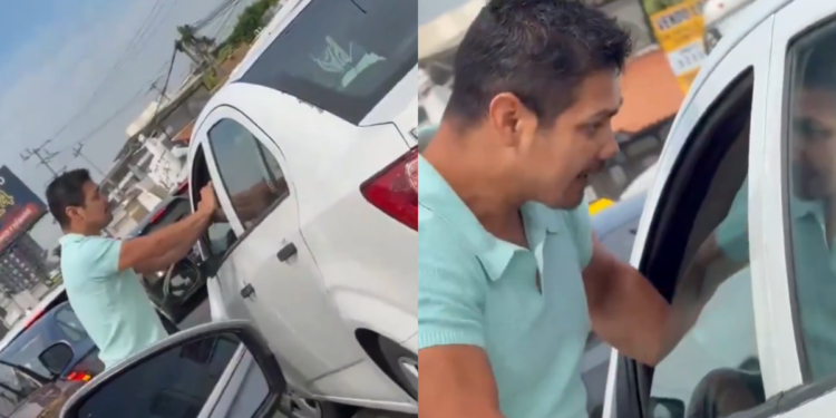 Conductor de BMW choca a familia, rompe su cristal y escapa en Vía Atlixcáyotl