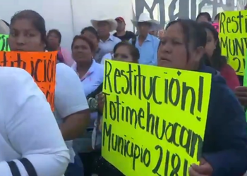 Habitantes de Totimehuacán protestan para exigir autonomía municipal