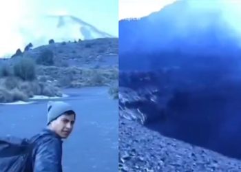 Puebla: hombre llega al cráter del Popocatépetl y graba lo que hay dentro